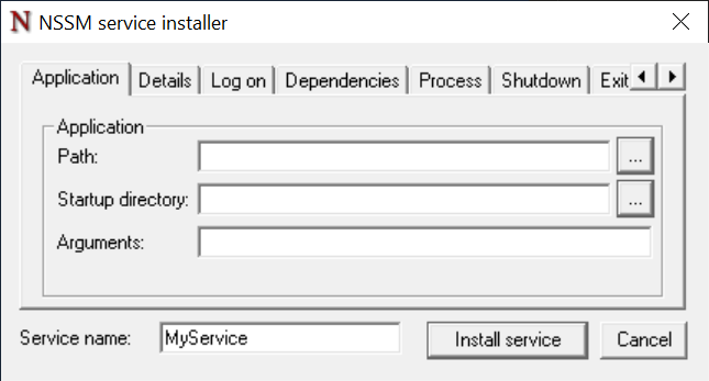 nssm 的 GUI 圖形化介面