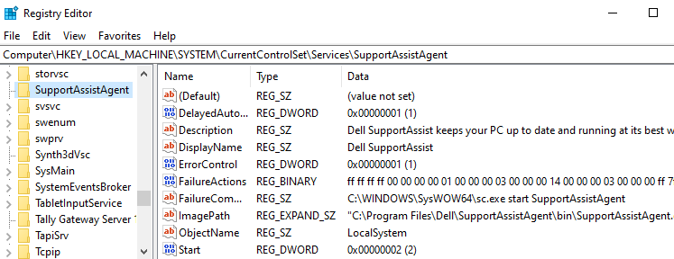 delete a windows service registry editor